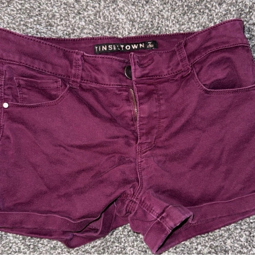 Tinseltown Women's Deep Purple Jean Shorts